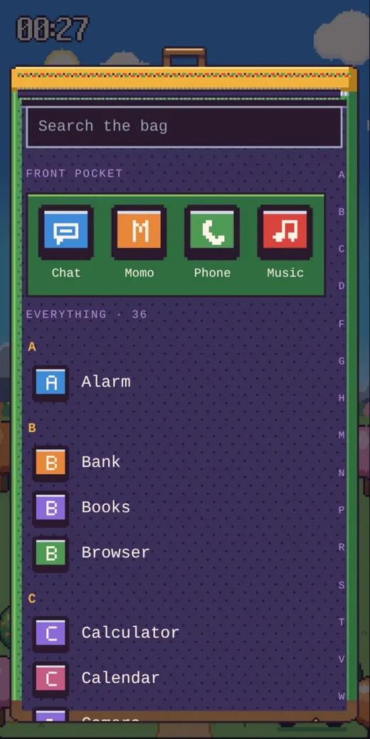 Backpack screen