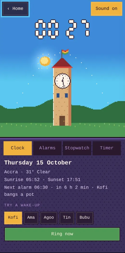 Clock screen