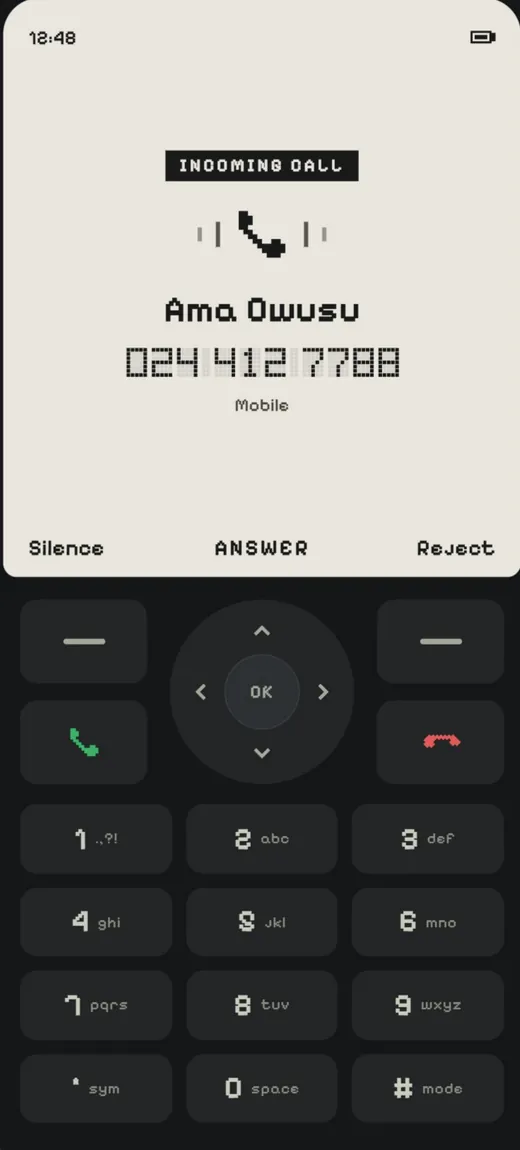 Its own call screen screen