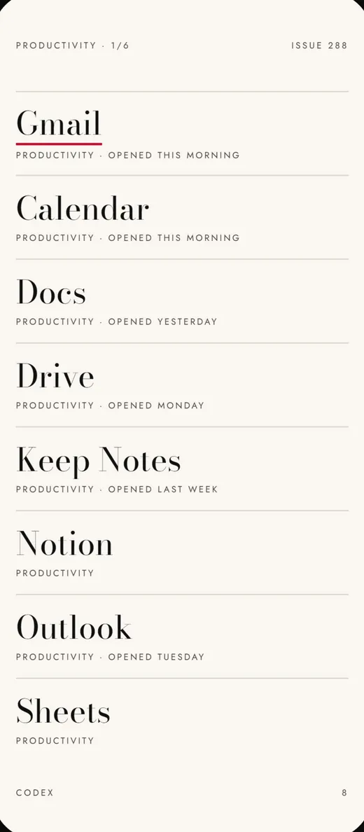 Pages of apps screen