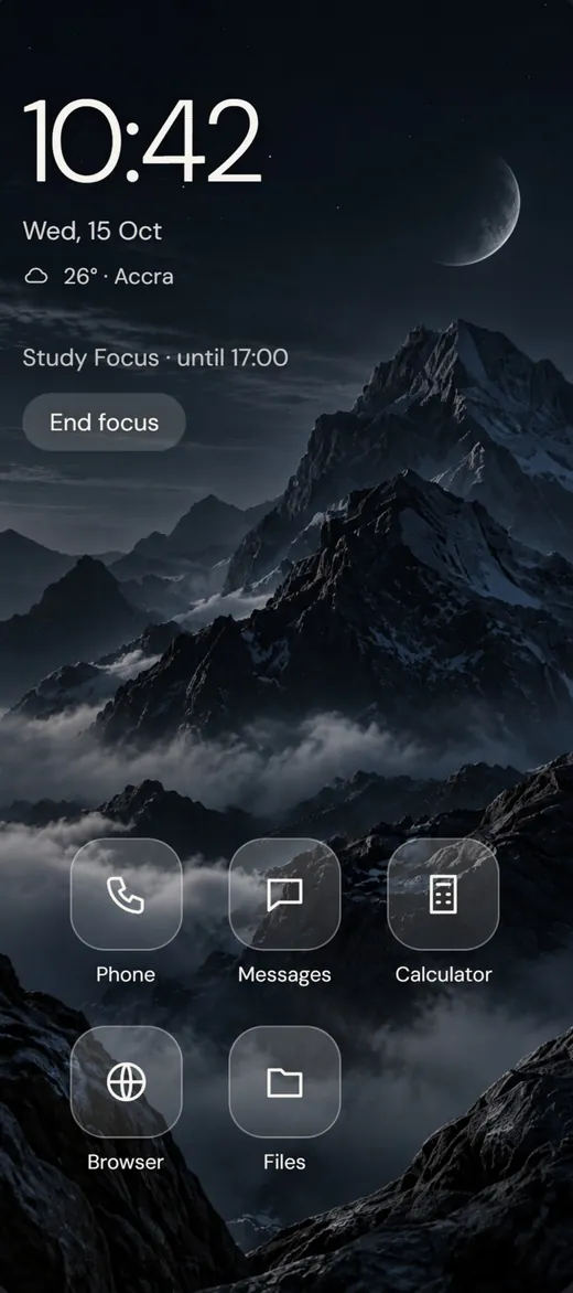 Study time, on schedule screen